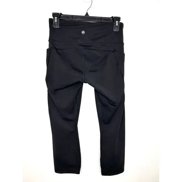 Athleta Ultimate Stash II Capri Leggings Sz S Black EUC - Picture 2 of 11